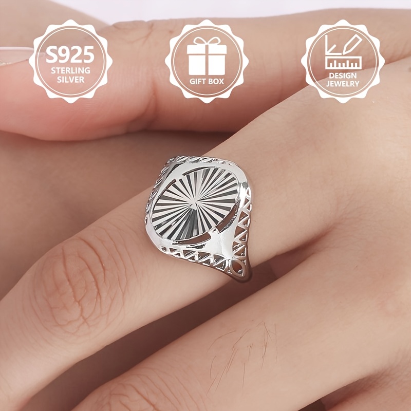 925 Sterling Silver Women's Engraved Modern Ring